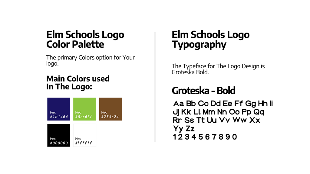 ELM Schools brand fonts and colors